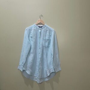 LANDS END 100% Linen button down top